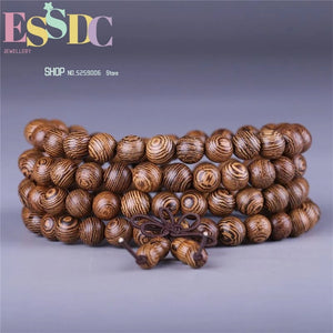 10 Pcs Natural Chicken Wing Wenge Wood 108 Beads Bracelet Hand Chinese Knot