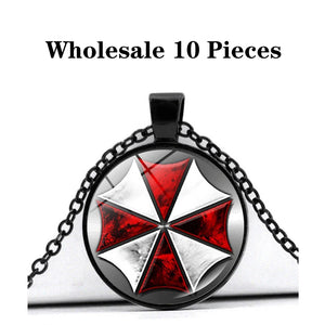 10 Pcs ResidentEvils Necklace Earrings Umbrella Corporation Logo Alloy Necklace