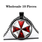 10 Pcs ResidentEvils Necklace Earrings Umbrella Corporation Logo Alloy Necklace