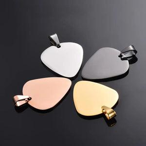 10 pcs Stainless Steel ID Dog Tags Guitar Pick Necklace