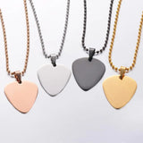 10 pcs Stainless Steel ID Dog Tags Guitar Pick Necklace