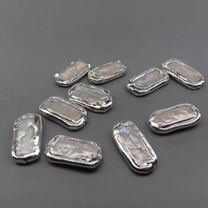 10 pcs Rectangle Pearl Beads Plated Edge Beads