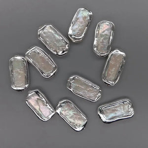 10 pcs Rectangle Pearl Beads Plated Edge Beads