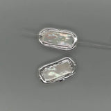 10 pcs Rectangle Pearl Beads Plated Edge Beads