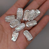 10 pcs Rectangle Pearl Beads Plated Edge Beads