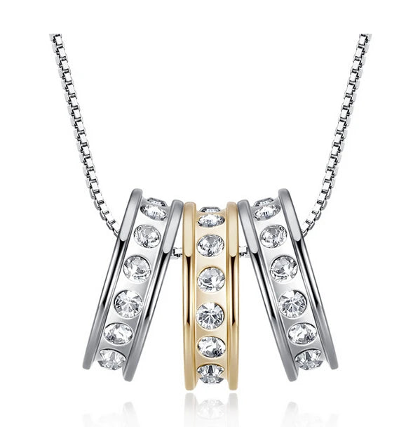 (10 pcs/lot) 3 Hoop Necklace Crystal necklaces & pendants
