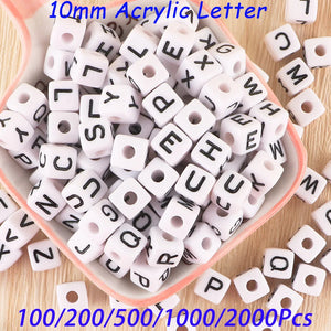 10MM Acrylic Letter Beads Cube Alphabet Jewelry Making DIY