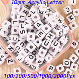 10MM Acrylic Letter Beads Cube Alphabet Jewelry Making DIY