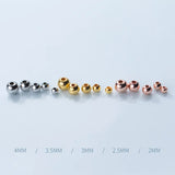 925 Silver Smooth Round Beads Jewelry DIY Necklace Bracelet Accessories