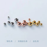 925 Silver Smooth Round Beads Jewelry DIY Necklace Bracelet Accessories