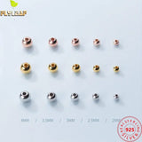 925 Silver Smooth Round Beads Jewelry DIY Necklace Bracelet Accessories