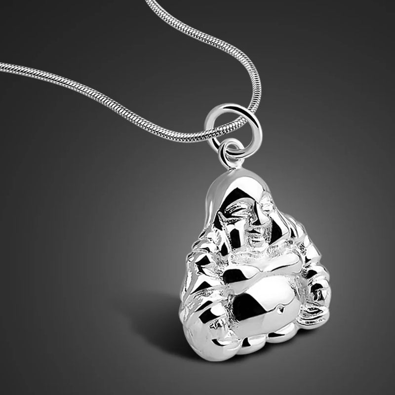 925 Silver Buddha Pendant Necklace for Men Women