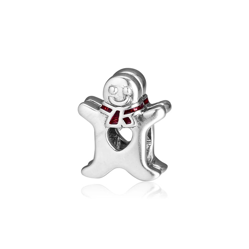 925 Sterling Silver Gingerbread Man Charm Bead for Jewelry Making