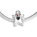925 Sterling Silver Gingerbread Man Charm Bead for Jewelry Making