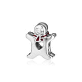 925 Sterling Silver Gingerbread Man Charm Bead for Jewelry Making