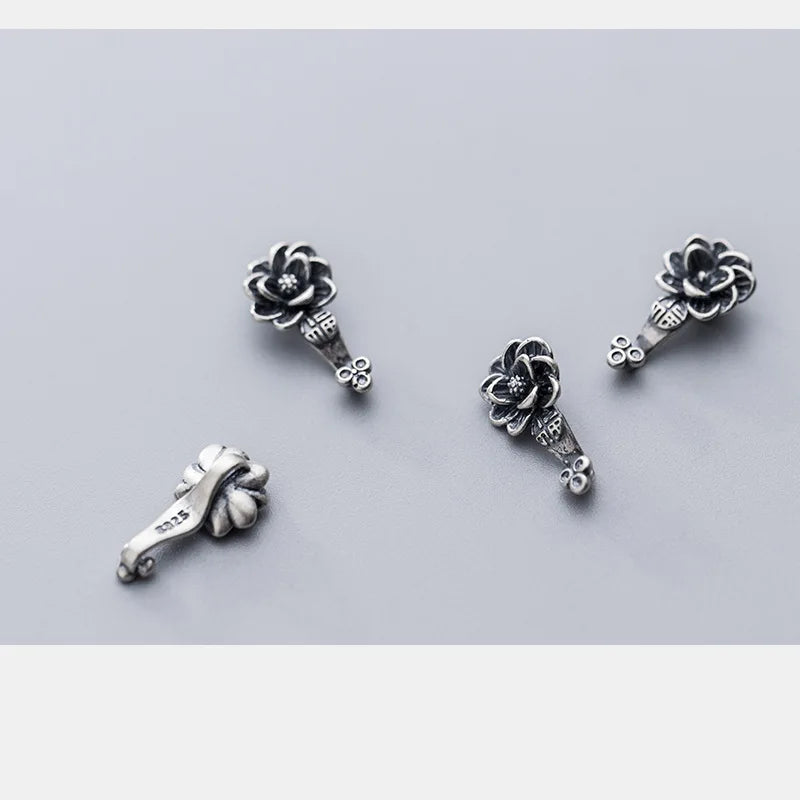 925 Sterling Silver Vintage Wish Flower Charms Jewelry Findings