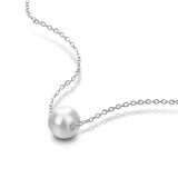 Delicate Women Pearl Heart Pendant Silver Necklace