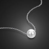 Delicate Women Pearl Heart Pendant Silver Necklace