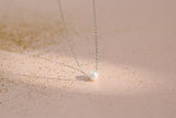 Delicate Women Pearl Heart Pendant Silver Necklace