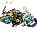 Natural Peacock Agate Stone Beads for Jewelry Making DIY Bracelet Necklace 15''