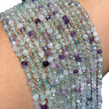 Natural Fluorite Faceted Round Beads 2MM 3MM 4MM