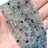 Natural Fluorite Faceted Round Beads 2MM 3MM 4MM