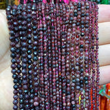 Natural Red Garnet Faceted Round Beads For Jewelry Making DIY - 2MM 3MM 4MM