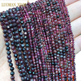 Natural Red Garnet Faceted Round Beads For Jewelry Making DIY - 2MM 3MM 4MM