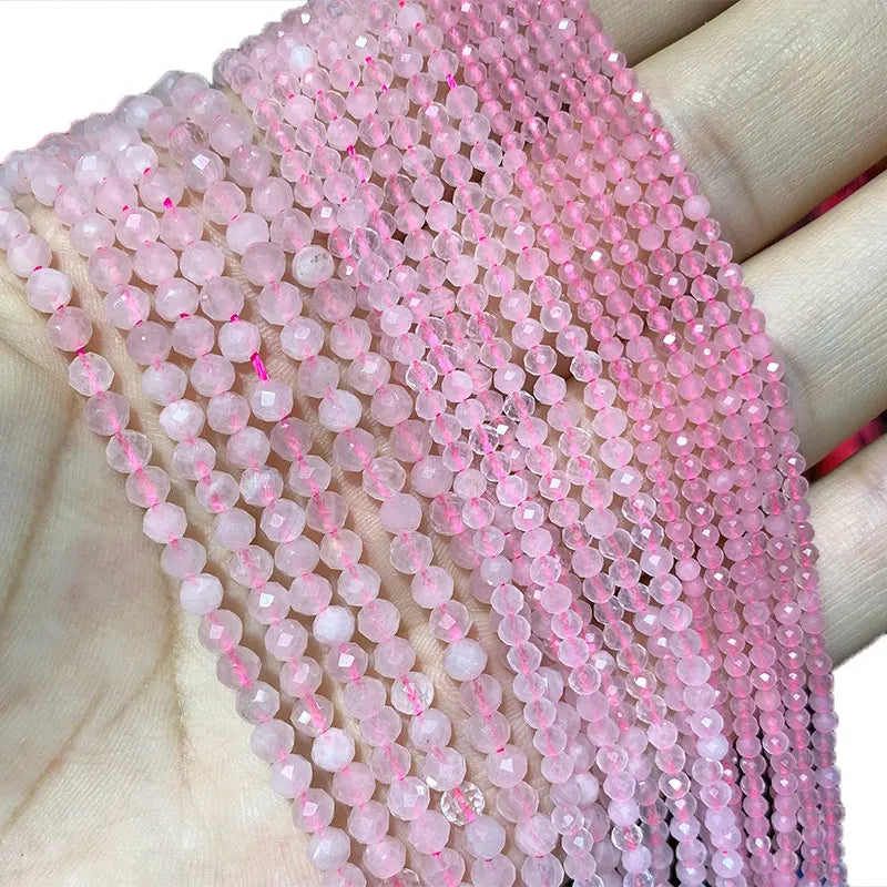100% Natural Rose Quartz Pink Round Beads 2MM-4MM