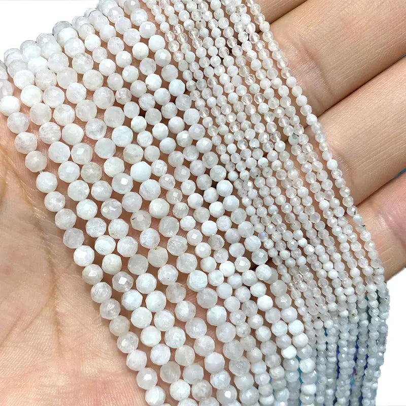 Natural Moonstone Faceted Round Beads 2MM 3MM 4MM