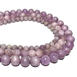 100% Natural Kunzite Purple Round Gem Stone Beads For Jewelry Making DIY