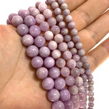 100% Natural Kunzite Purple Round Gem Stone Beads For Jewelry Making DIY