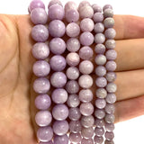 100% Natural Kunzite Purple Round Gem Stone Beads For Jewelry Making DIY