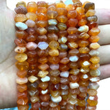 Natural Orange Lace Agates Wheel Faceted Stone Beads 6-11MM