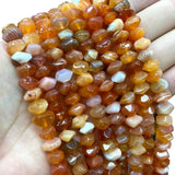 Natural Orange Lace Agates Wheel Faceted Stone Beads 6-11MM