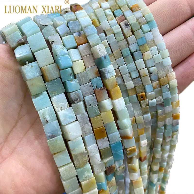 Natural Amazonite Square Spacer Beads 4/6/8MM
