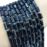 Natural Stone Tourmaline Faceted Cylinder Spacer Beads 15''