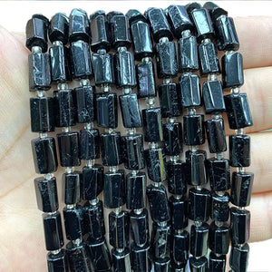 Natural Stone Tourmaline Faceted Cylinder Spacer Beads 15''