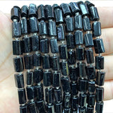 Natural Stone Tourmaline Faceted Cylinder Spacer Beads 15''