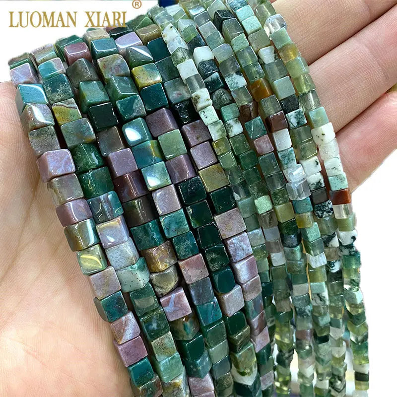 Natural Stone Agates Square Spacer Beads 4/6/8MM