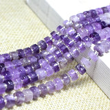 100% Natural Stone Purple Amethyst Rondelle Spacer Beads for Jewelry Making