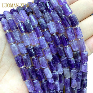 Natural Stone Purple Amethyst Faceted Spacer Beads 15''