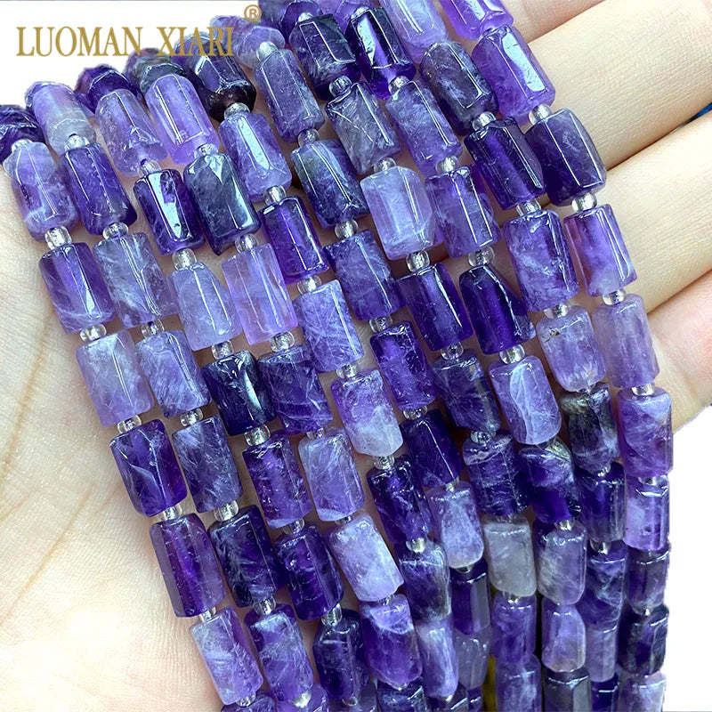 Natural Stone Purple Amethyst Faceted Spacer Beads 15''