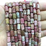 Natural Red Rhodonite Faceted Cylinder Beads 15''