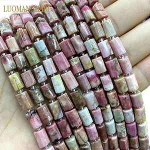 Natural Red Rhodonite Faceted Cylinder Beads 15''