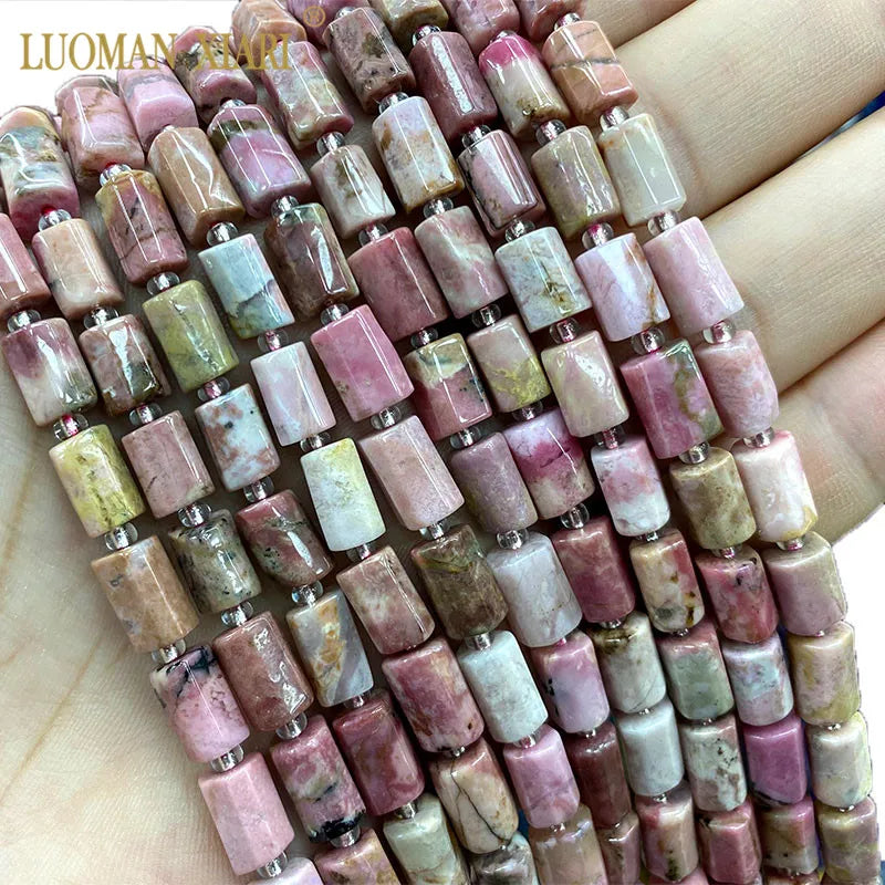 Natural Red Rhodonite Faceted Cylinder Beads 15''