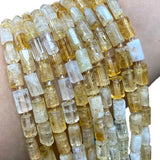 Natural Citrine Faceted Cylinder Beads 15''