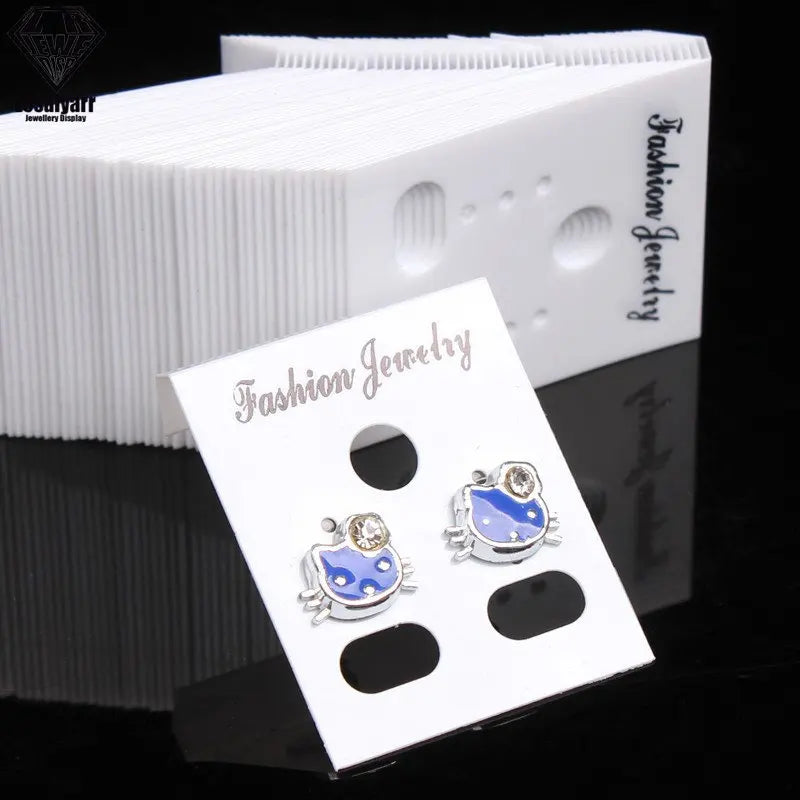 100 Pcs Plastic Earring Display Card Stud Organizer 4*3cm