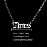 Old English Zodiac Letter Pendant Necklace for Women