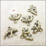 100 Vintage Charms Bear Pendant Antique Bronze for Jewelry Making